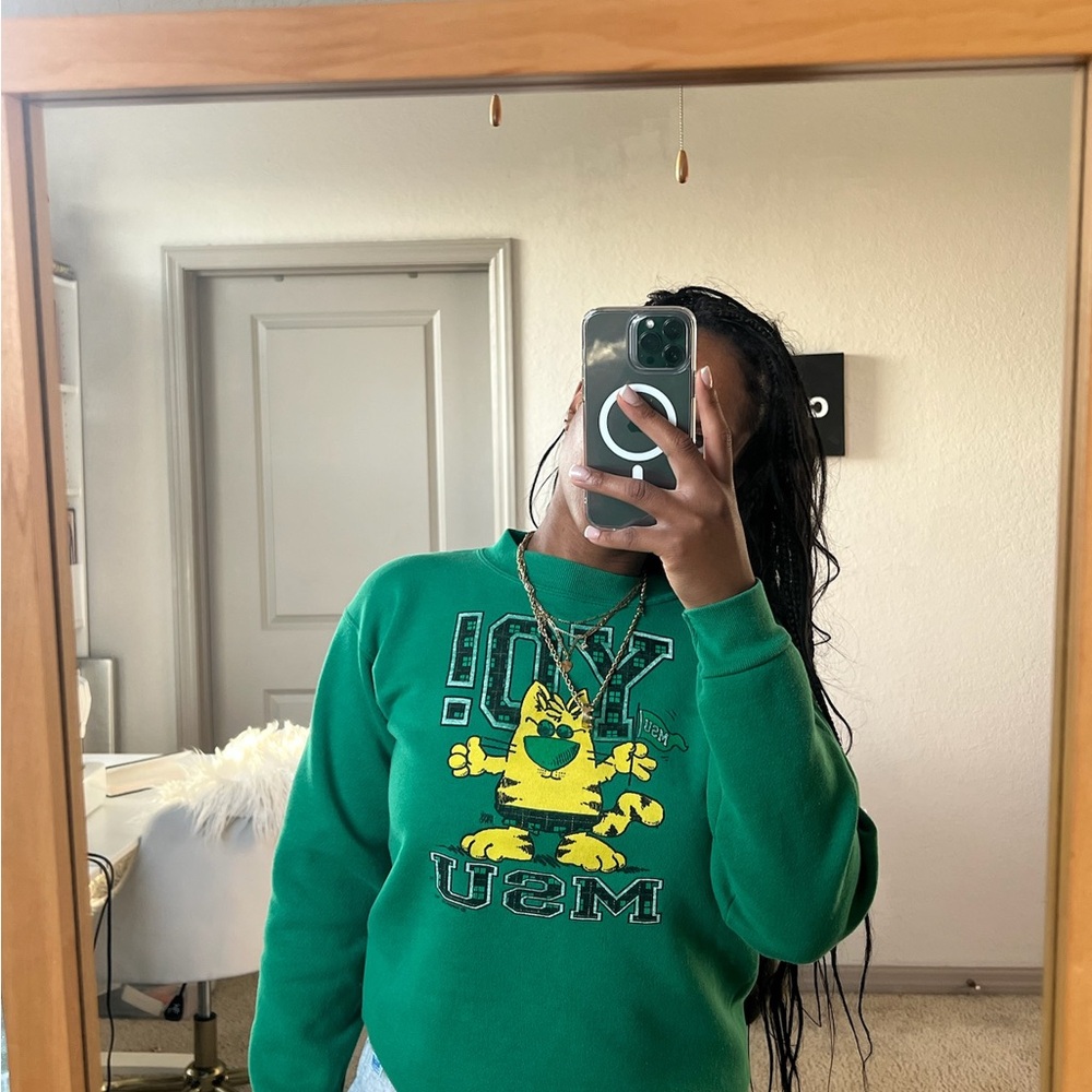 Green Kids Sweater with Graphic Print